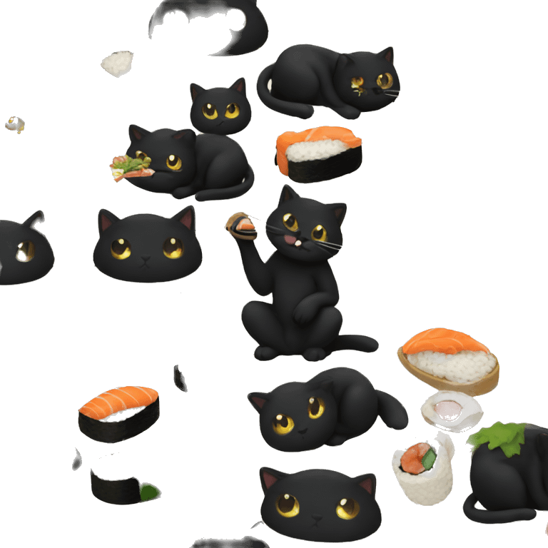 Black cat eating sushi emoji