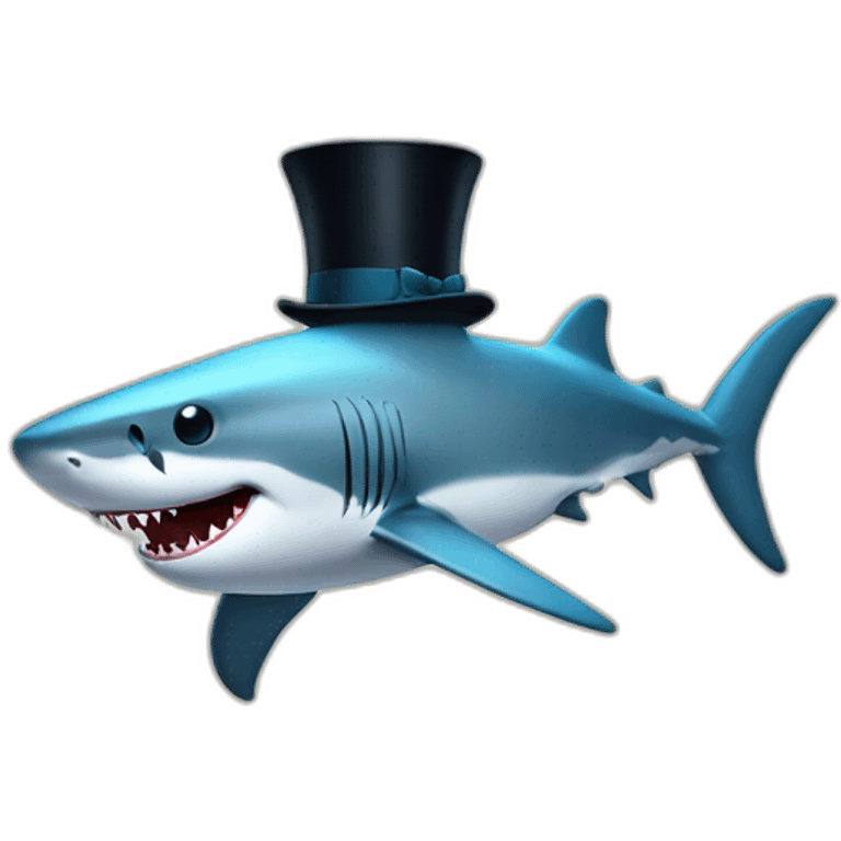 Shark with a top hat emoji