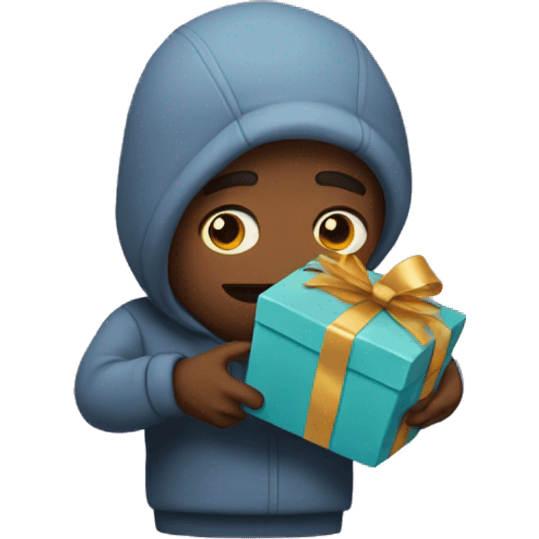 Sad guy holding a present  emoji