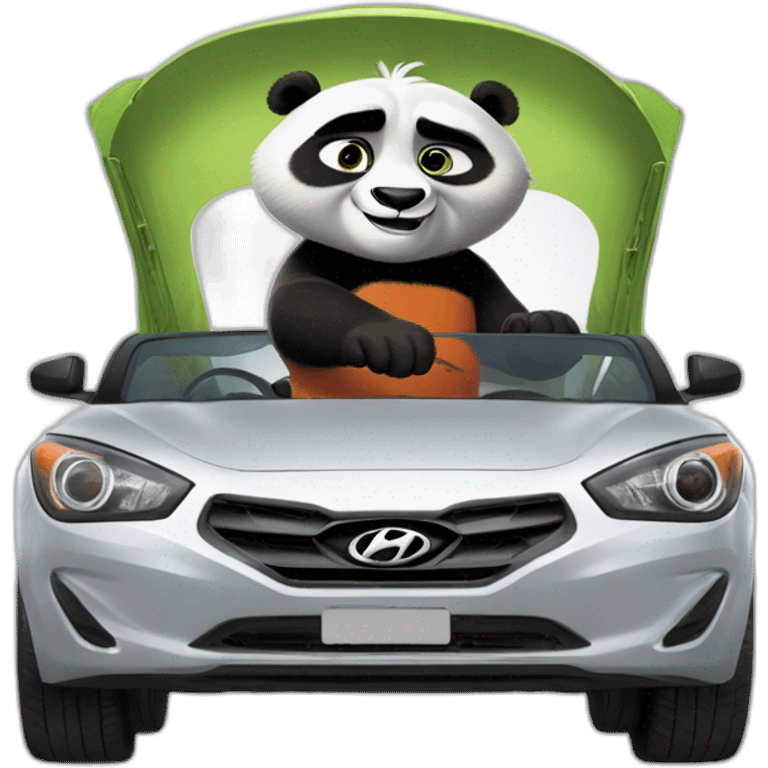 Kung Fu Panda in a Hyundai car emoji