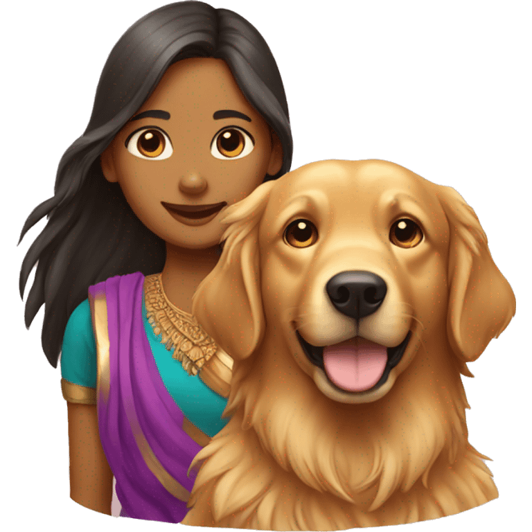 Golden retriever with an Indian Girl emoji