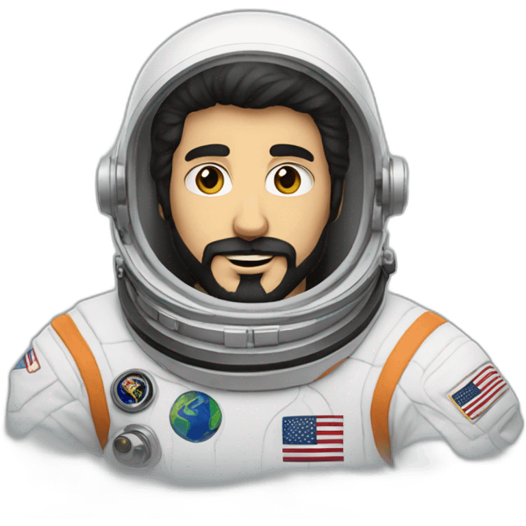 caucasian astronaut with beard and black hair emoji