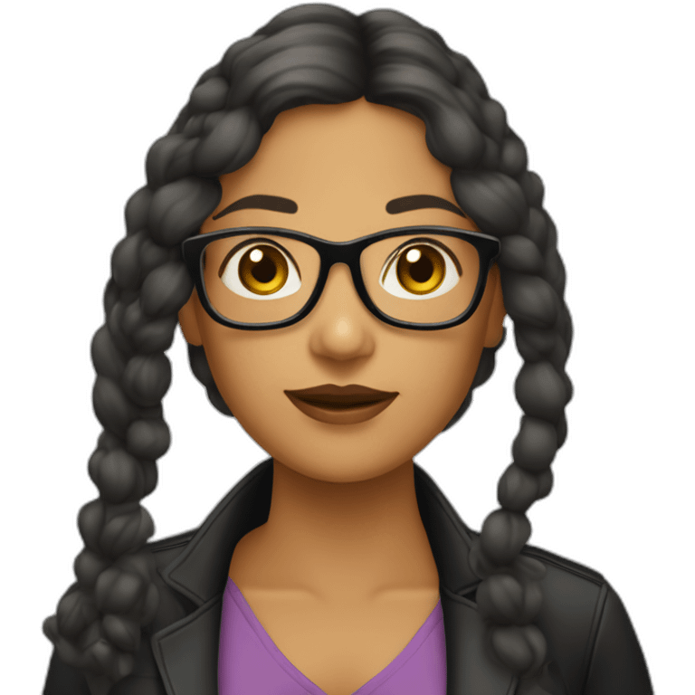 mujer-con-gafas-pelo-negro-largo-y-bebe mujer un año emoji