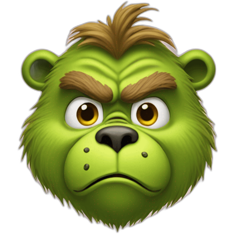 the grinch as a grizzly bear head emoji