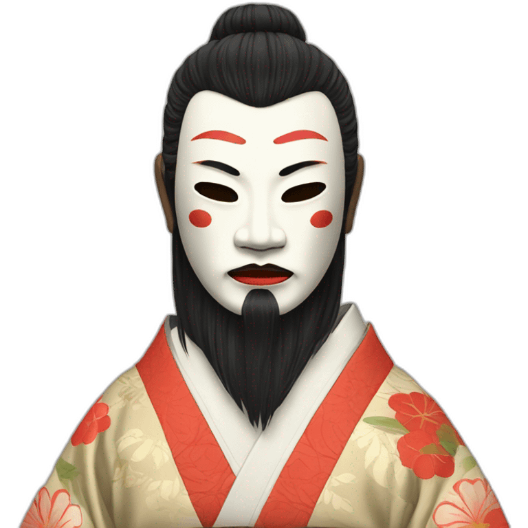 noh-mask-longhair-japanese-kimono-massive-man emoji