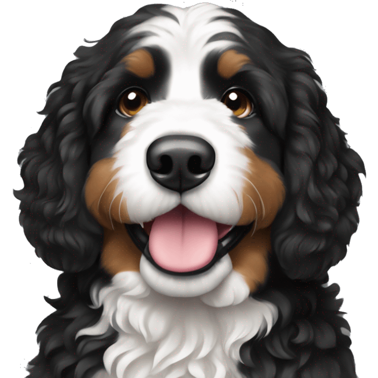 Black and white bernedoodle  emoji