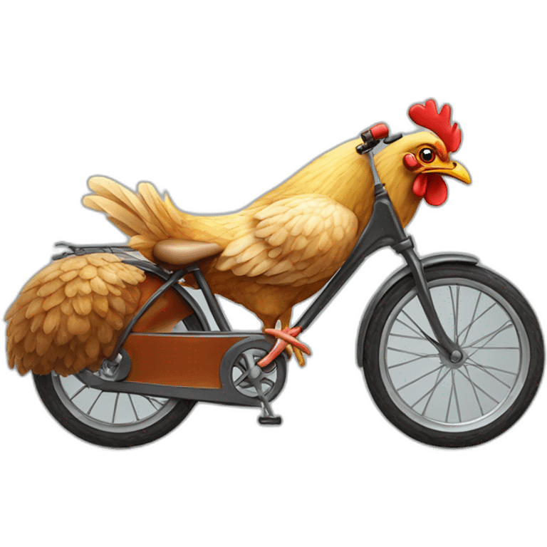 a German chicken on a bicycle wearing sunglasses emoji