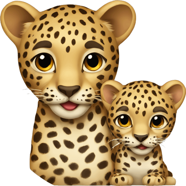 Leopard with cub  emoji