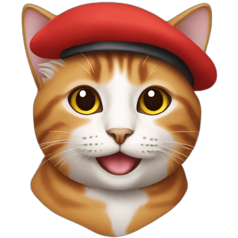 A cat wearing a red beret emoji