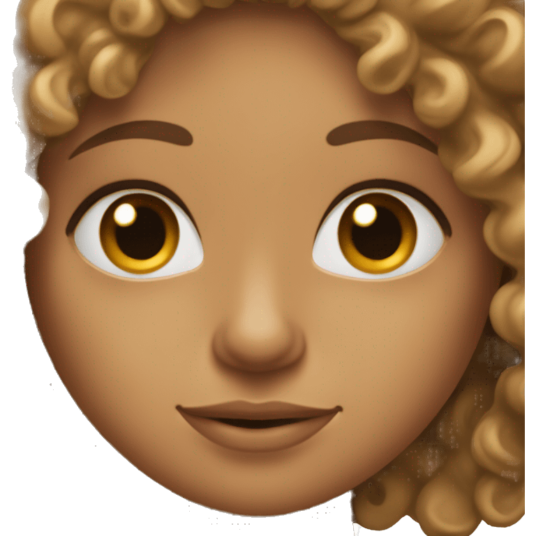 Curly haired girl with almond eyes and tan skin emoji