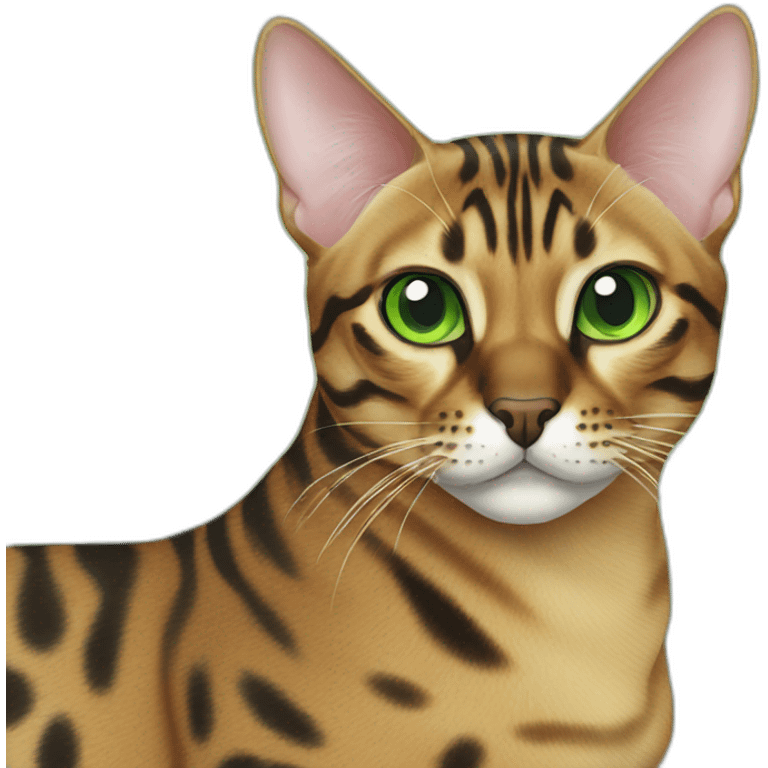 Bengal cat with green eyes emoji