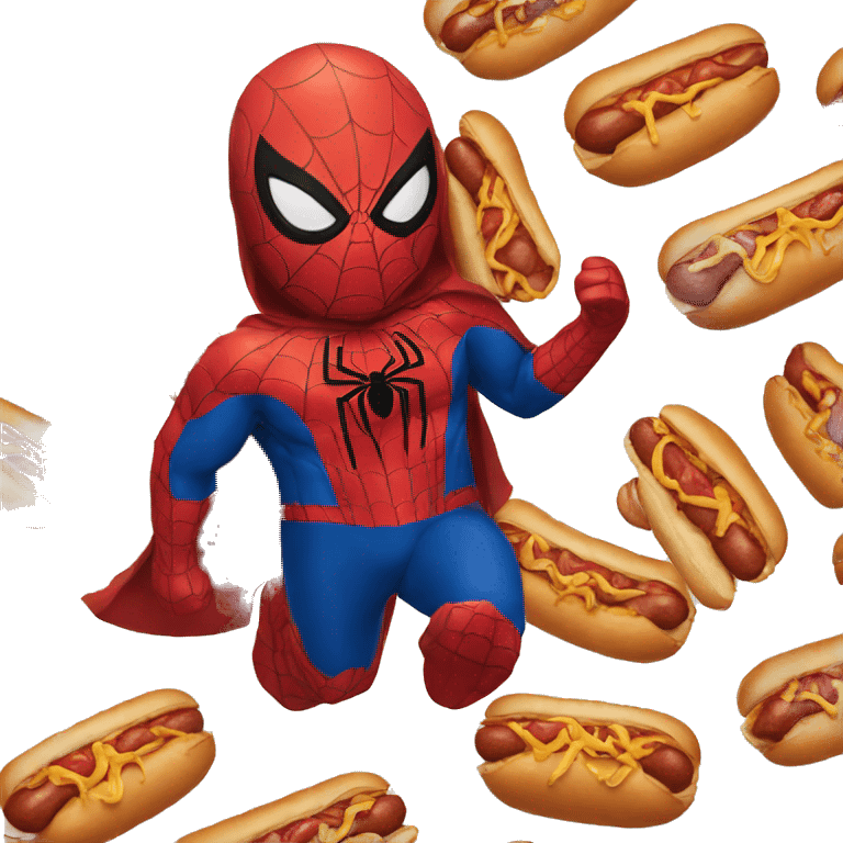 Spider-Man with a hotdog  emoji