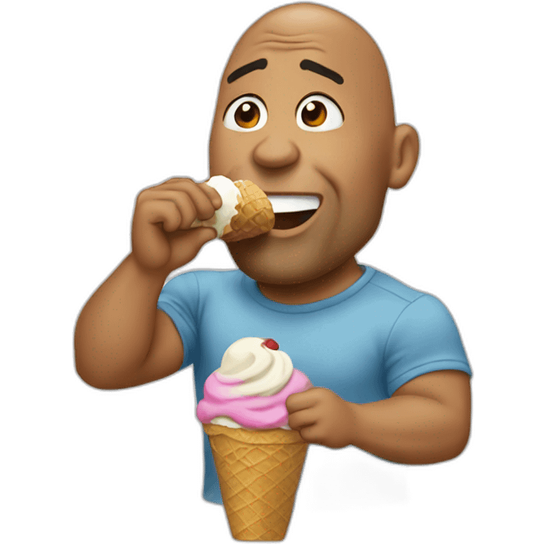 The Rock eating an ice cream emoji