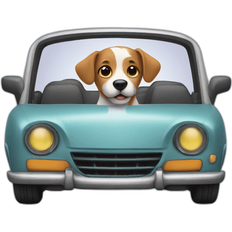 dog drives car emoji