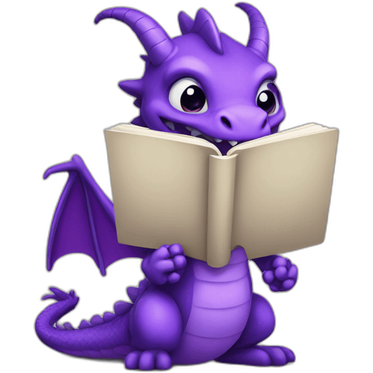 purple dragonh head holding book RIP title emoji