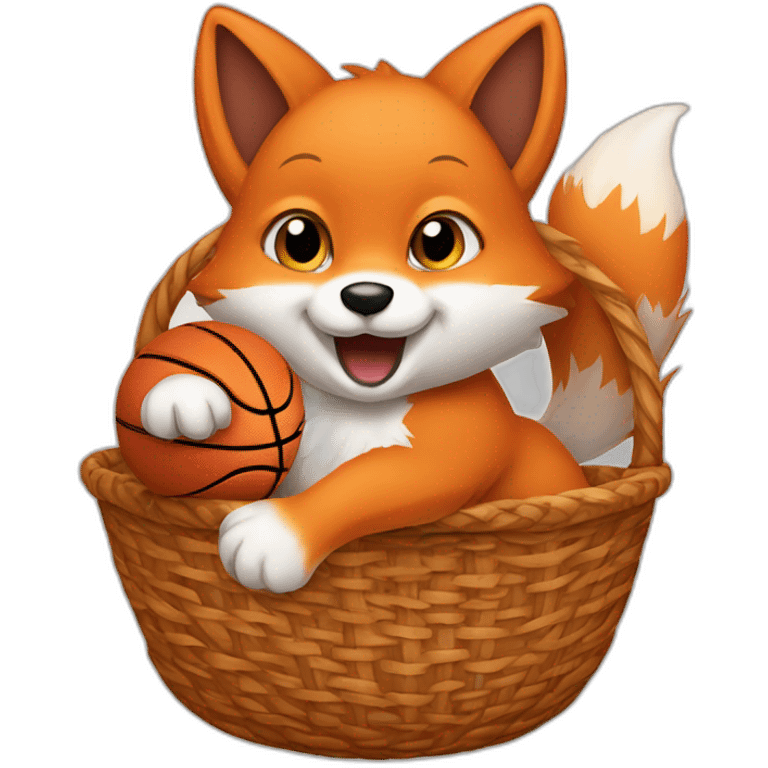 baby fox dunking a basketball in a basket emoji