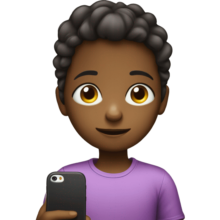 Child look at smartphone emoji