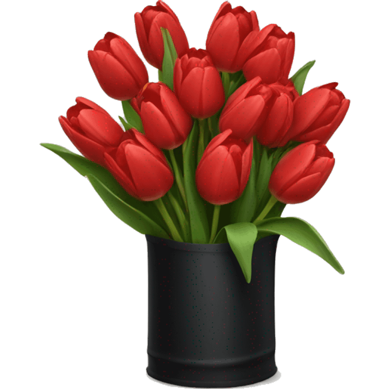 A bouquet of red tulips in a black package emoji