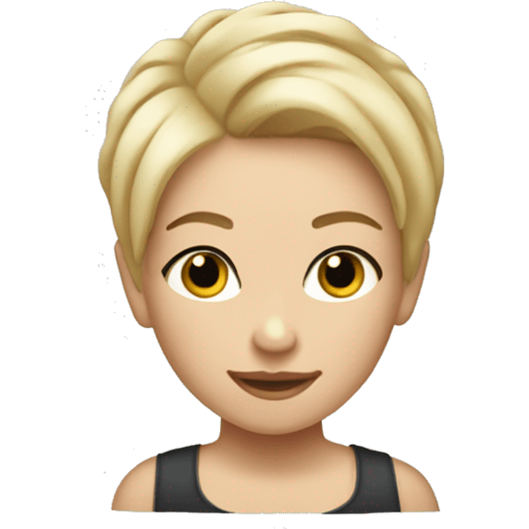 blonde girl with very short hair combed up with gel emoji