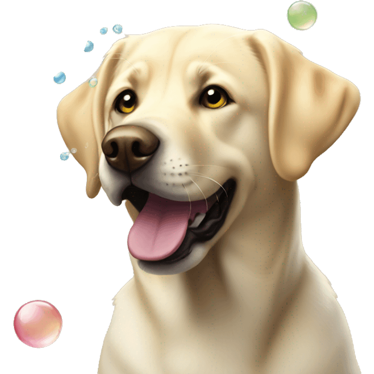 Yellow lab playing with bubbles  emoji