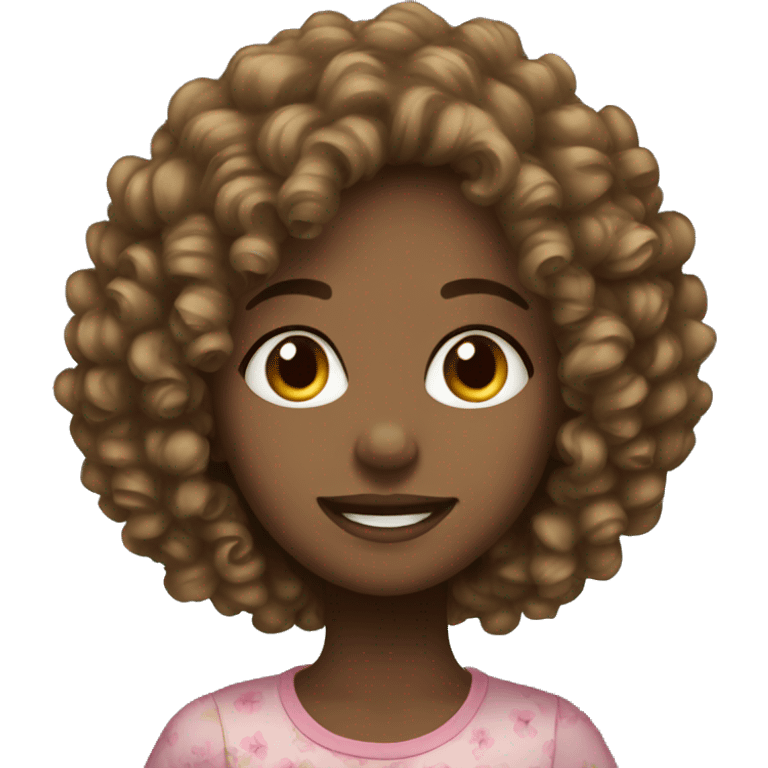 Flower medium tone curly hair girl emoji