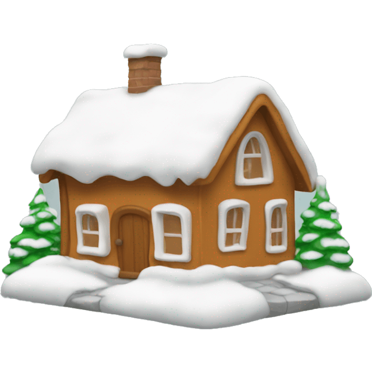 A Ginger House with a snow in top emoji