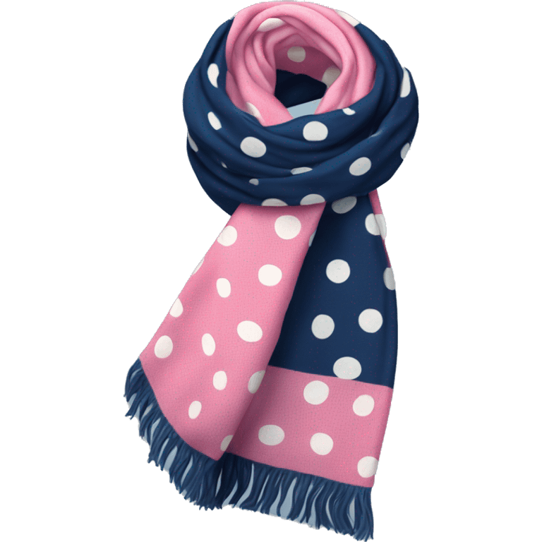 Realistic navy blue And pink polka dot winter scarf isolated. emoji