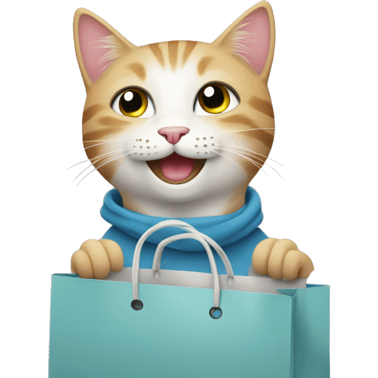 happy gay cat with shopping bags emoji