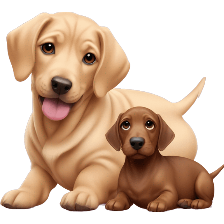 Barbie cuddling blonde Dachshund puppy and chocolate Shar Pei  emoji