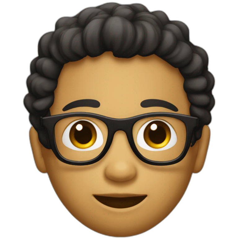 Niño con pelo rizado negro y gafas emoji