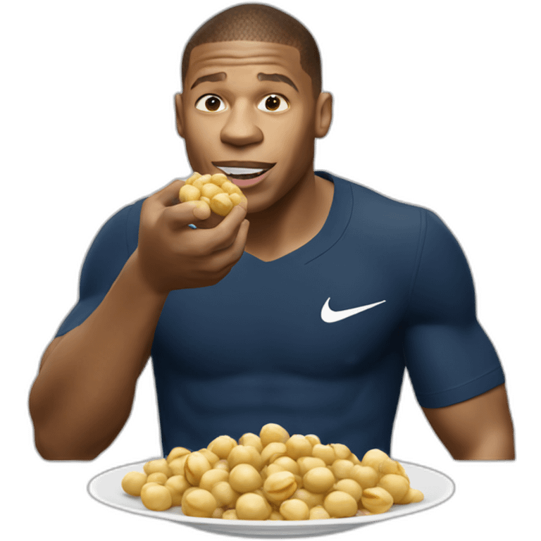 Mbappe eating macadamia nuts emoji