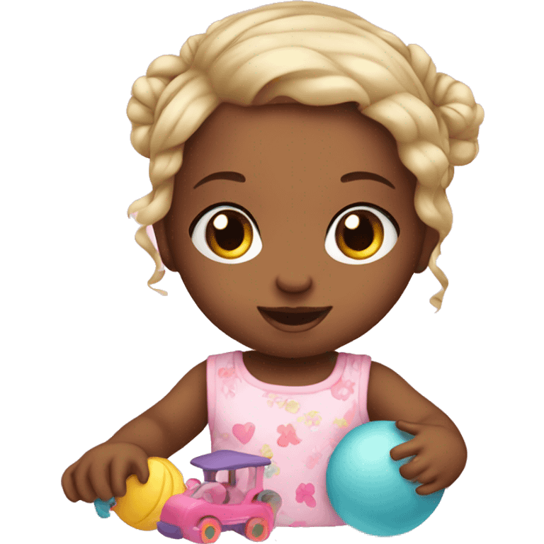 Cute baby girl with toys  emoji