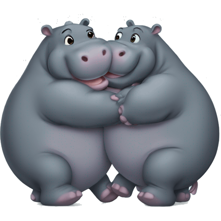 Hippos hugging emoji