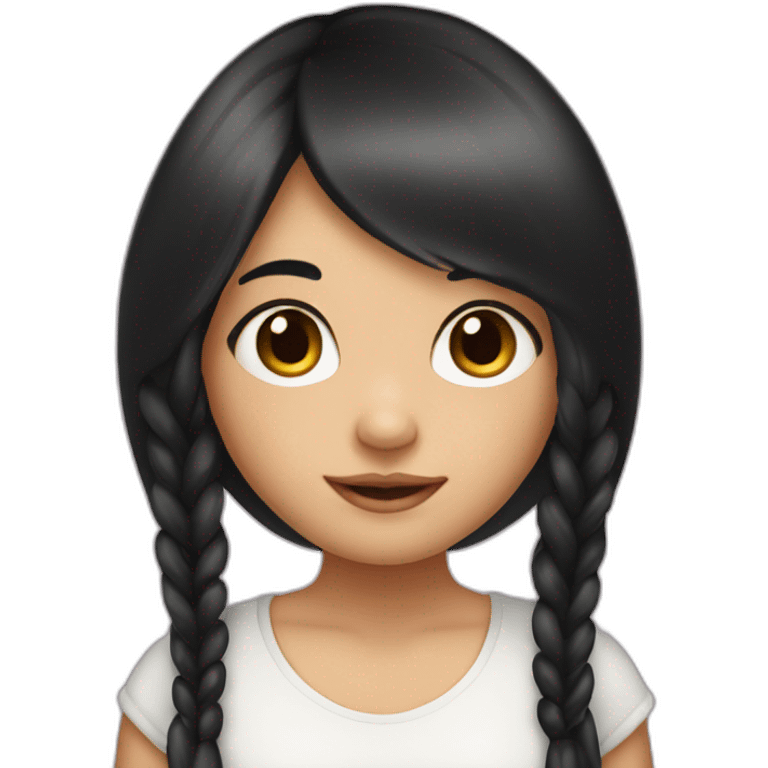 cute oval faced girl with long black hair emoji