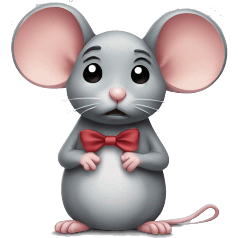 sad mouse with bow  emoji