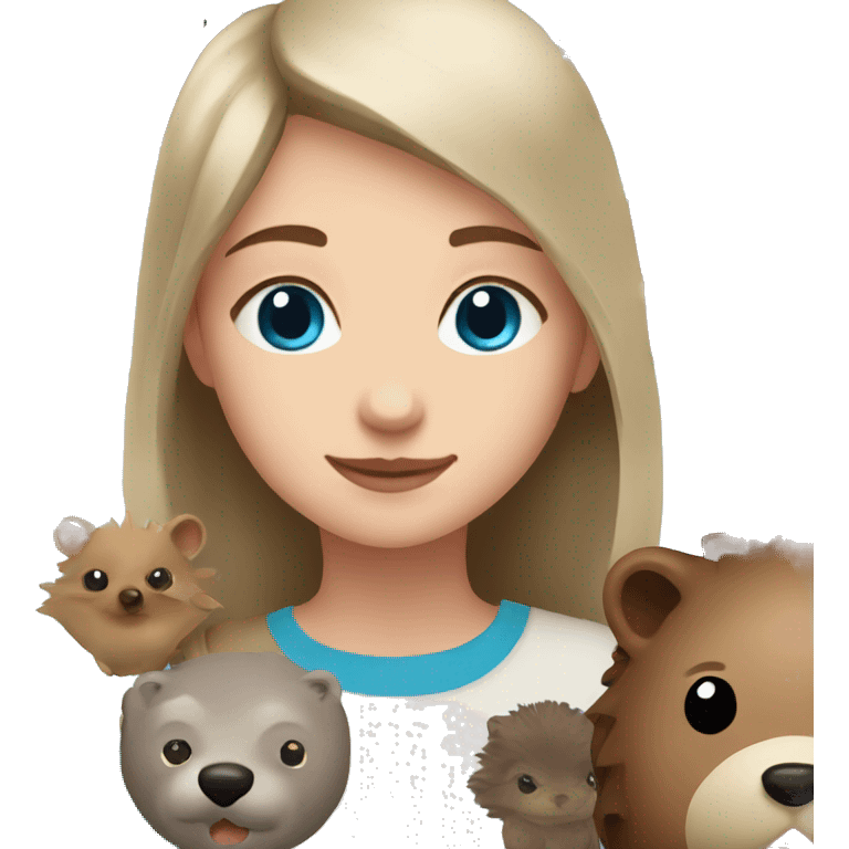 girl with blue eyes and otter and hedgehog emoji