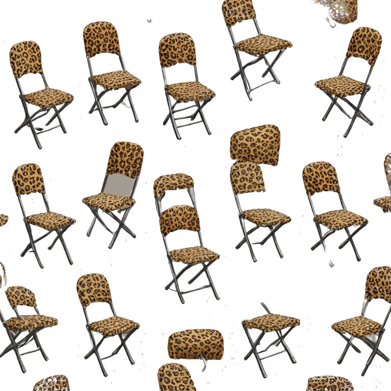 Realistic outdoor folding chair in a leopard print pattern on the chair isolated. emoji