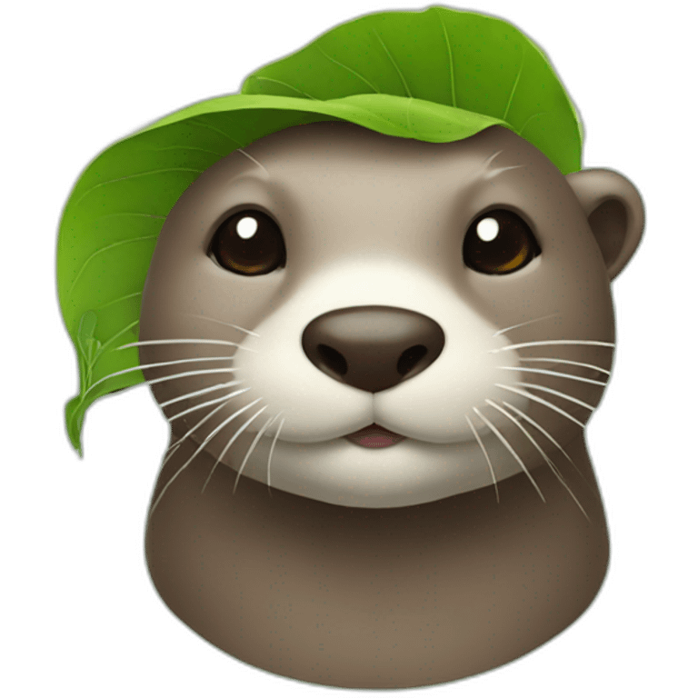 Otter with leaf on head emoji