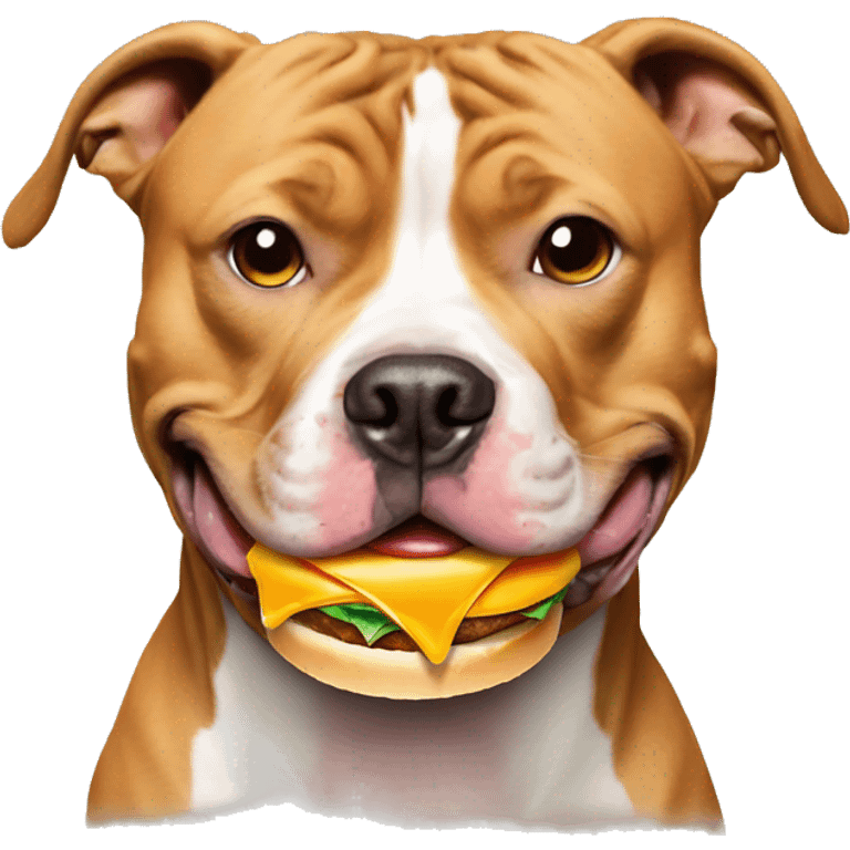 Pitbull eating a cheeseburger emoji