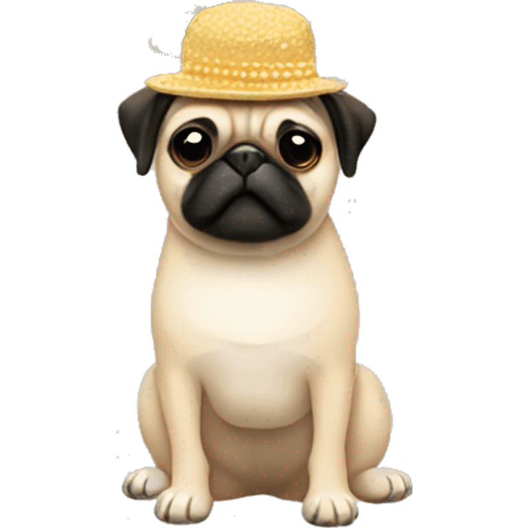 Pug with chanel hat emoji