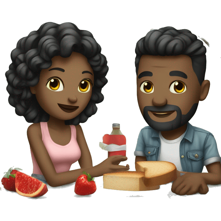 Romantic picnic date for beautiful tattooed couple emoji