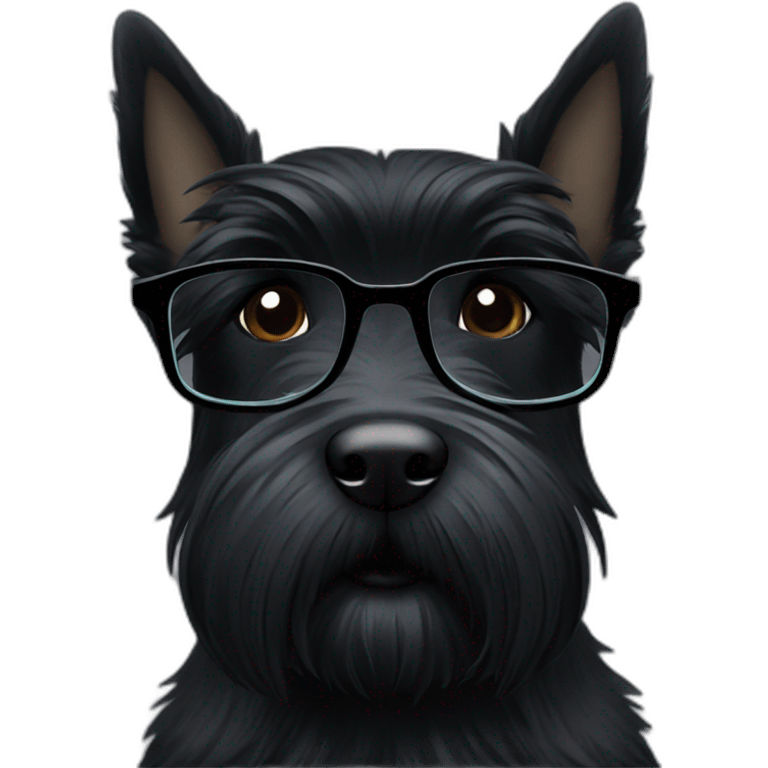 black Scottish terrier glasses black emoji