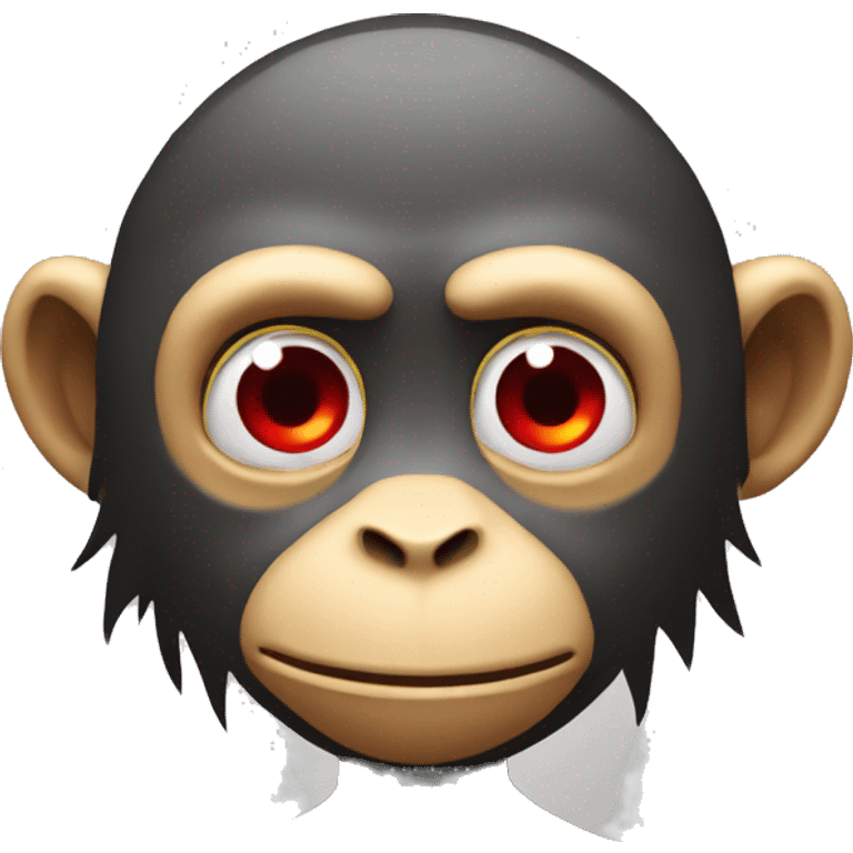 A high monkey red eyes slightly sleey smiling  eyes half shut very tired emoji