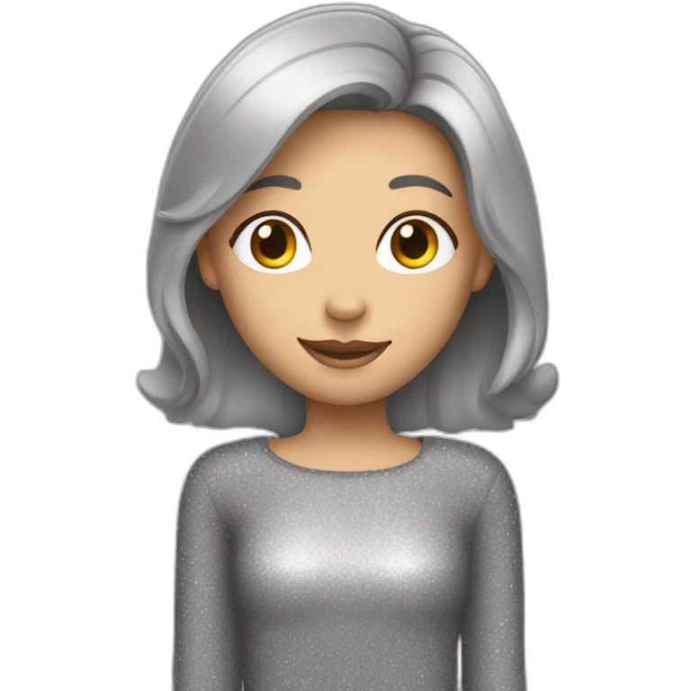 Gray straight haired girl with sparkles around emoji