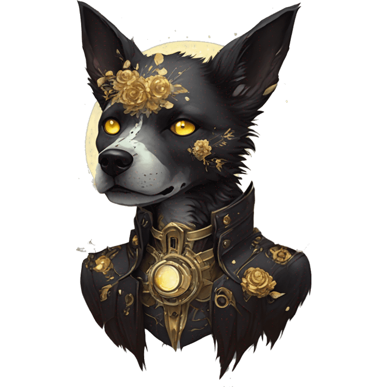 iridescent kintsugi fluffy zombie black brown gold dog fox head zombie skeleton gold mechanical steampunk raven wings nebula galaxy stars colorful flowers fairy lights vintage zombie emoji