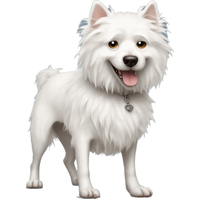 Crusty full body fluffy white dog ugly rat dog  emoji