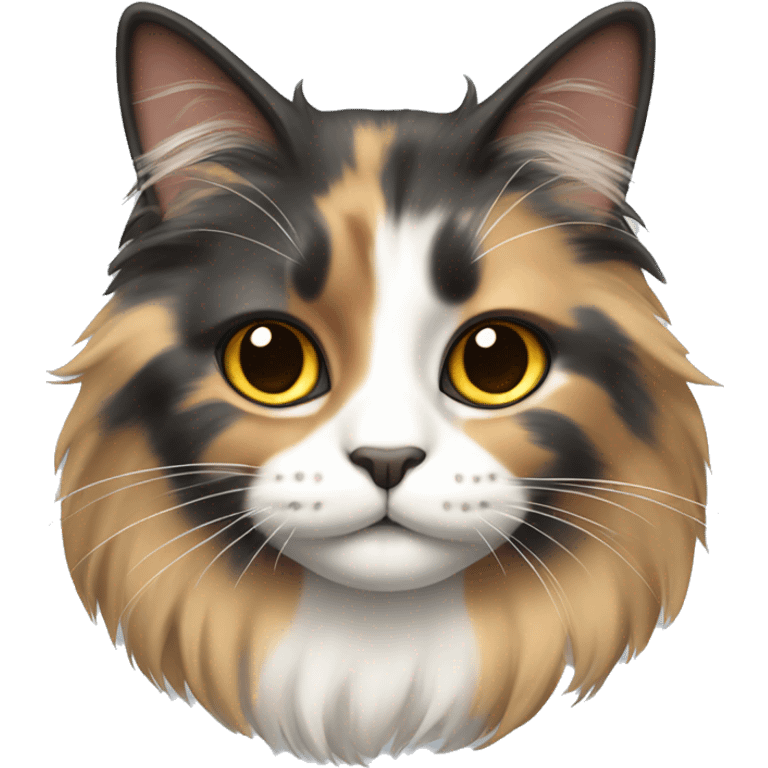 long haired muted calico cat emoji