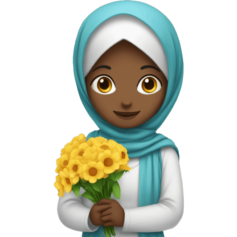 Muslim girl holding flowers  emoji