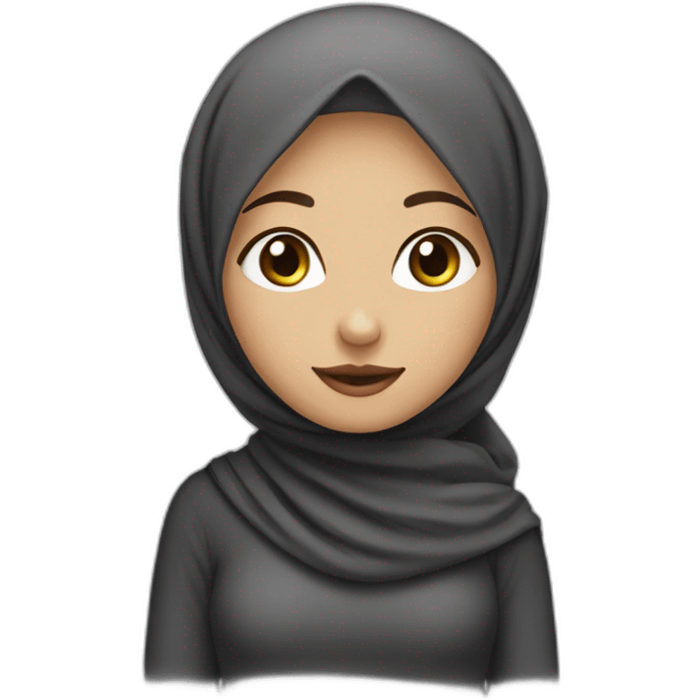 One hijab girl say hello with hand emoji