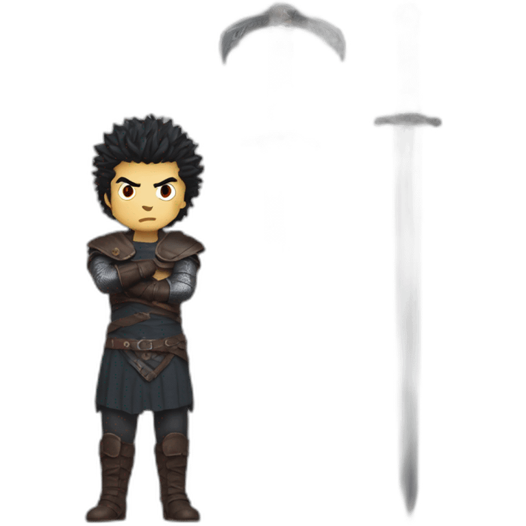 angry berserk guts carrying huge sword without guard emoji